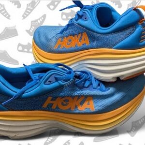 Hoka Blue and Orange Men's Cushioning Running Shoes